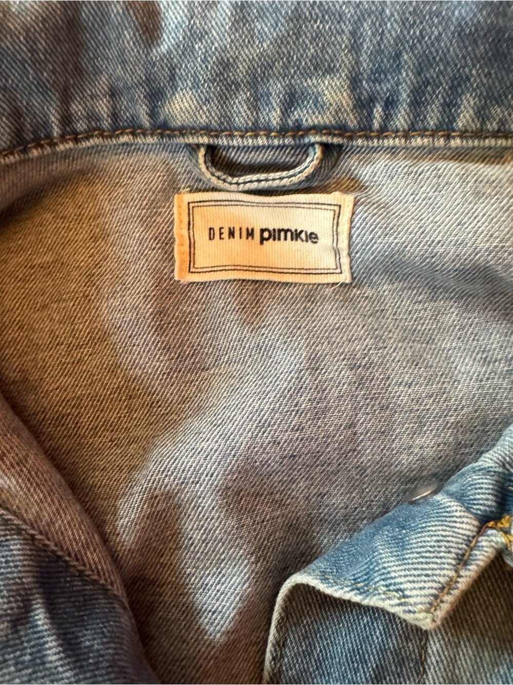 0014 Light Wash Distressed Denim Jacket - Women's Oversized Jean Coat - Picture 4 of 4